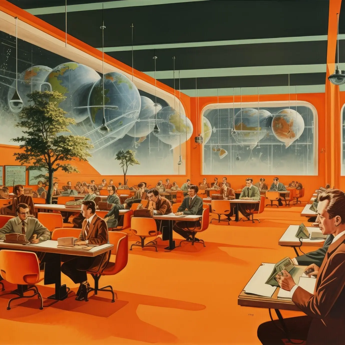 Día Internacional de la Educación con un estilo futurista